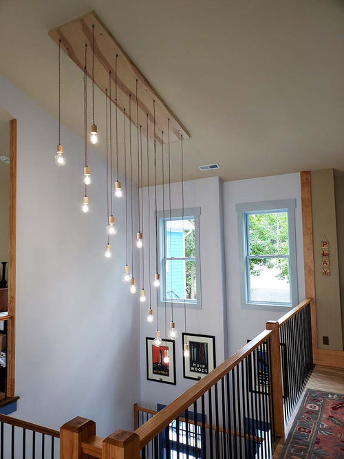 Linear Wood Chandelier  light fixture