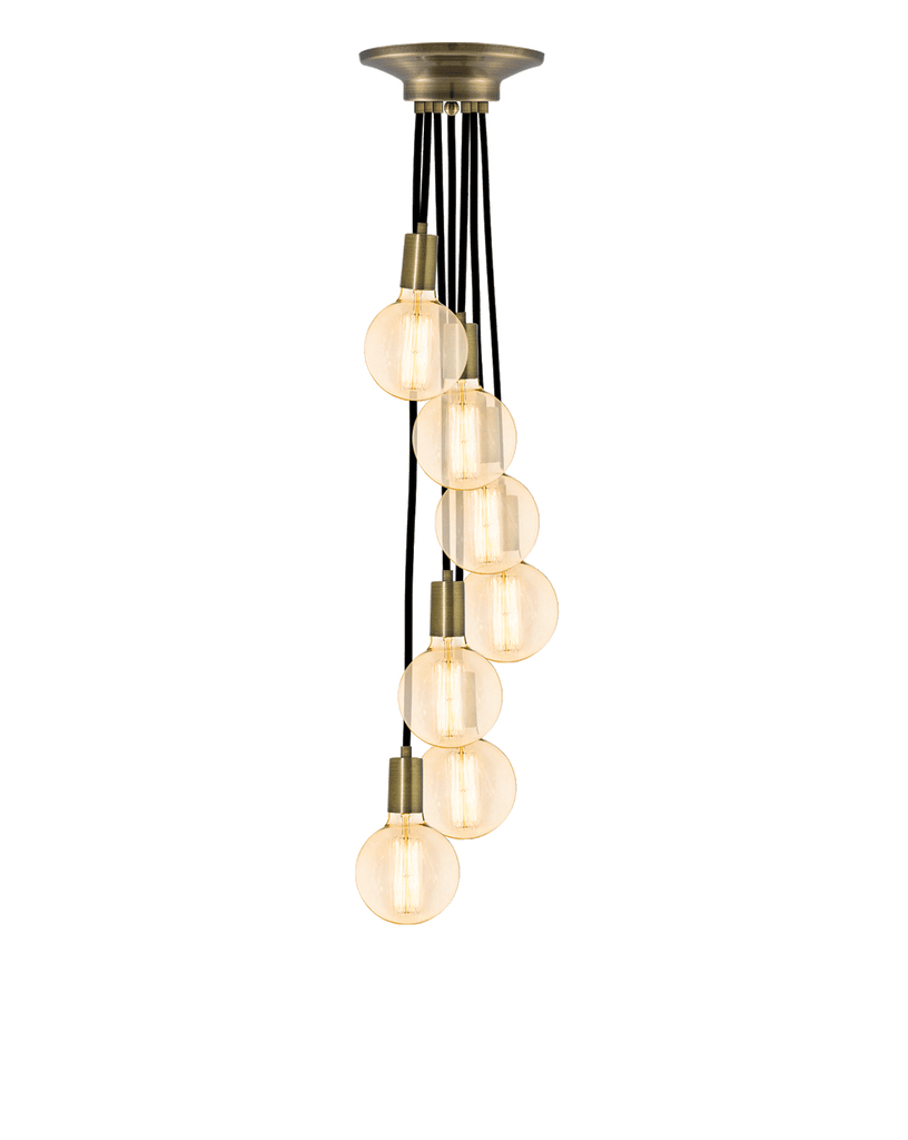 Cluster Chandelier - Staggered: Black and Antique Brass – Hangout Lighting